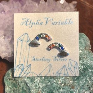 Rainbow Stud Earrings 🌈 Sterling Silver Jewelry